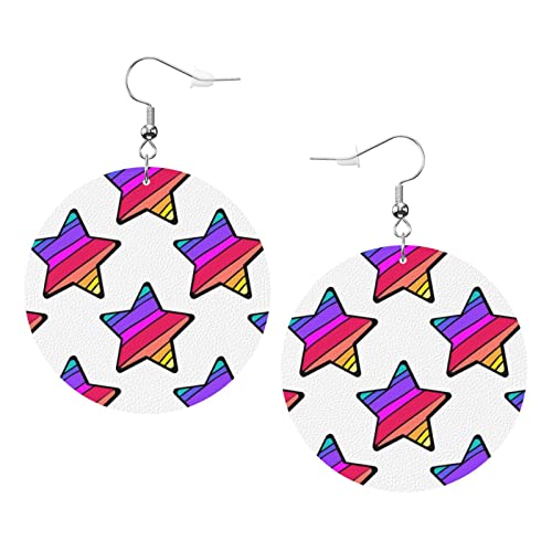Stern im Retro-Stil. Runde Ohrringe aus Kunstleder für Teenager-Mädchen und Frauen, Tropfen-Ohrringe, Geschenk von Ahdyr