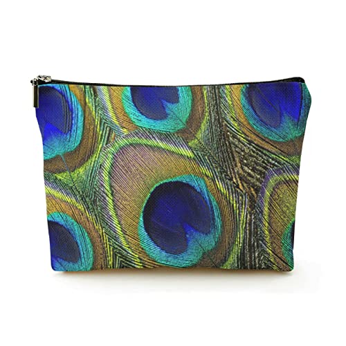 Stilvolle Make-up-Tasche für Damen, Leinen, Reise-Kosmetiktaschen, langlebige Make-up-Organizer-Tasche, Bunte und künstlerische Pfauenfedern, für Damen/Herren Stilvolle Make-up-Tasche für Damen, Leinen, Reise-Kosmetiktaschen, langlebige Make-up-Organizer-Tasche, Bunte und künstlerische Pfauenfedern, für Damen/Herren von Ahdyr