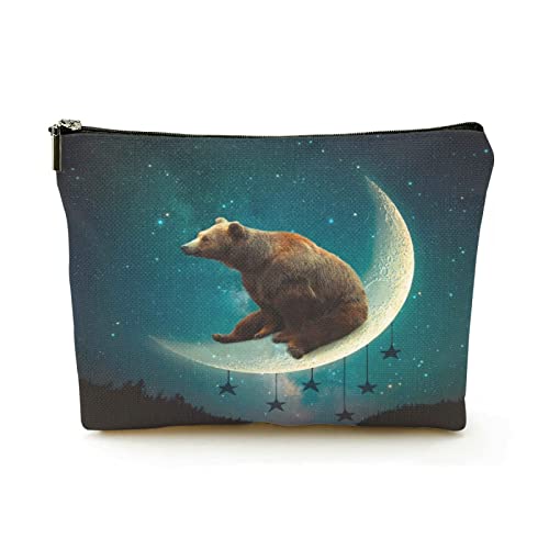 Stilvolle Make-up-Tasche für Damen, Leinen, Reise-Kosmetiktaschen, langlebige Make-up-Organizer-Tasche, The Moon Bear, für Damen/Herren Stilvolle Make-up-Tasche für Damen, Leinen, Reise-Kosmetiktaschen, langlebige Make-up-Organizer-Tasche, The Moon Bear, für Damen/Herren von Ahdyr
