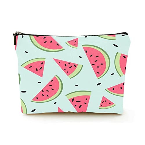 Stilvolle Make-up-Tasche für Damen, Leinen, Reise-Kosmetiktaschen, langlebige Make-up-Organizer-Tasche, Wassermelone, für Damen/Herren von Ahdyr