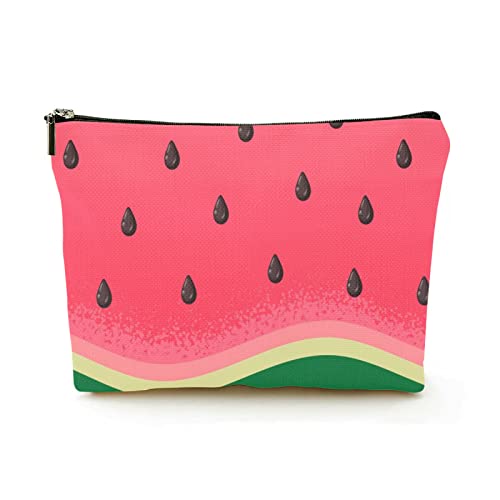 Stilvolle Make-up-Tasche für Damen, Leinen, Reise-Kosmetiktaschen, langlebige Make-up-Organizer-Tasche, Wassermelonenscheibe mit Samen, für Damen/Herren von Ahdyr