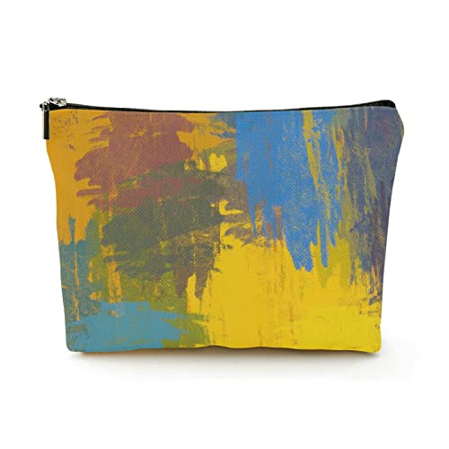 Stilvolle Make-up-Tasche für Damen, Leinen, Reise-Kosmetiktaschen, langlebige Make-up-Organizer-Tasche, abstraktes Muster in verschiedenen lebendigen Farben, für Damen/Herren von Ahdyr
