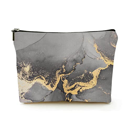 Stilvolle Make-up-Tasche für Damen, Leinen, Reise-Kosmetiktaschen, langlebige Make-up-Organizer-Tasche, dunkelgoldener Abstrakter Hintergrund aus Marmor, für Damen/Herren Stilvolle Make-up-Tasche für Damen, Leinen, Reise-Kosmetiktaschen, langlebige Make-up-Organizer-Tasche, dunkelgoldener Abstrakter Hintergrund aus Marmor, für Damen/Herren von Ahdyr