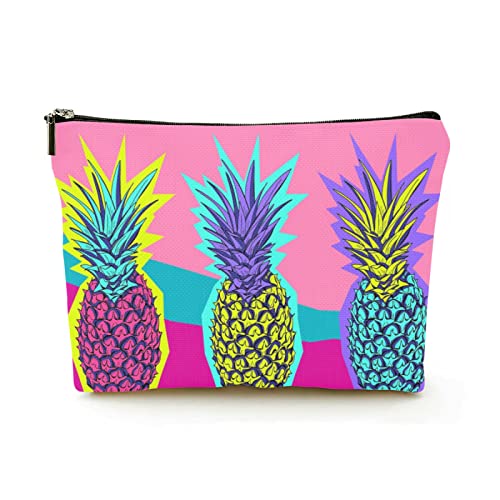 Stilvolle Make-up-Tasche für Damen, Leinen, Reise-Kosmetiktaschen, langlebige Make-up-Organizer-Tasche, exotische, leuchtende Tropische Kiefern, für Damen/Herren von Ahdyr