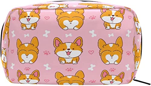 Süße Corgi-Hundeknochen-Make-up-Tasche, tragbare Organizer-Kosmetiktasche für Reisen, Make-up-Tasche, Geschenke, Kulturbeutel für den täglichen Gebrauch für Mädchen und Frauen von Ahdyr