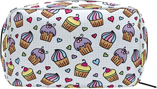 Süße Cupcakes Make-up Tasche Tragbarer Organizer Kosmetiktasche für Reisen Make-up-Tasche, Geschenke, Kulturbeutel für den täglichen Gebrauch für Mädchen und Frauen von Ahdyr