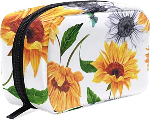 Sunflower Vintage Make-up-Tasche, tragbarer Organizer, Kosmetiktasche für Reisen, Make-up-Tasche, Geschenke, Kulturbeutel für den täglichen Gebrauch für Mädchen und Frauen von Ahdyr