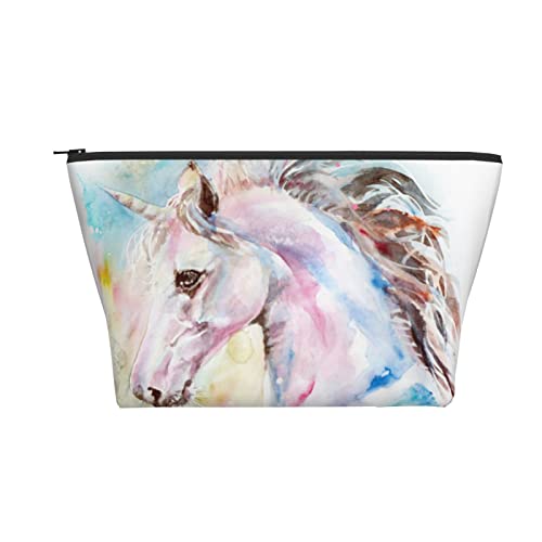 Tragbare Kosmetiktasche Aquarell Rosa Blau Einhorn Make-up Tasche Reise Kulturbeutel Für Mädchen Frauen von Ahdyr