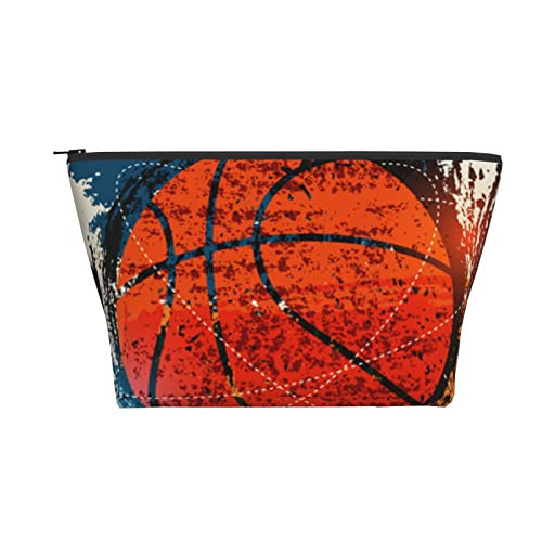 Tragbare Kosmetiktasche Basketball Retro Aquarell Kunst Make-up Tasche Reise Kulturtasche für Mädchen Frauen von Ahdyr