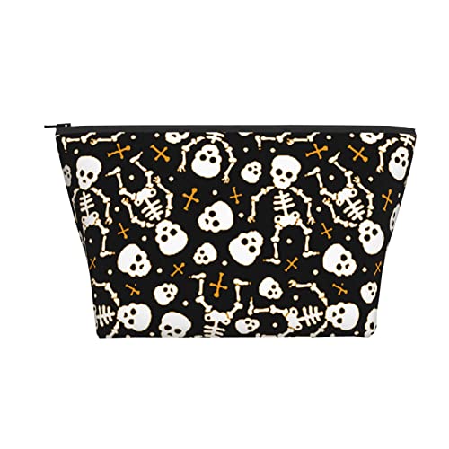 Tragbare Kosmetiktasche Coole Totenköpfe Halloween Skelett Make-up Tasche Reise Kulturbeutel Für Mädchen Frauen von Ahdyr