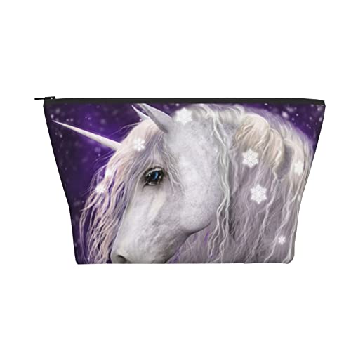 Tragbare Kosmetiktasche Einhorn Lila Schneeflocken Make-up Tasche Reise Kulturbeutel Für Mädchen Frauen von Ahdyr