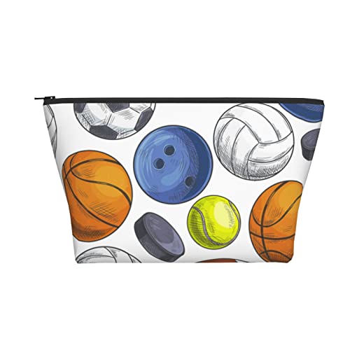 Tragbare Kosmetiktasche Fußball Fußball Baseball Basketball Make-up Tasche Reise Kulturtasche für Mädchen Frauen von Ahdyr