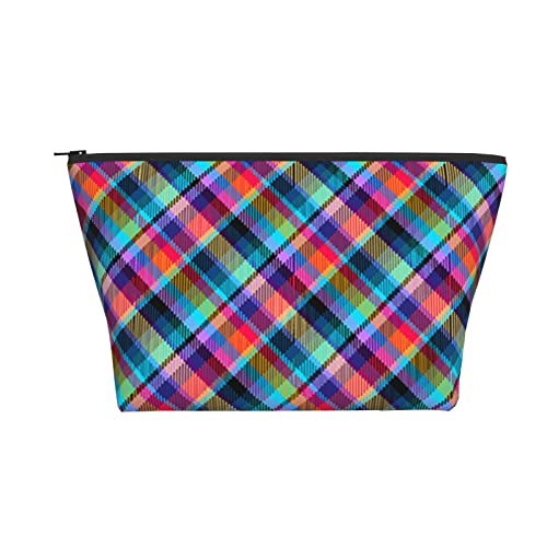 Tragbare Kosmetiktasche Madras Plaid Tropical Tartan Make-up-Tasche Reise-Kulturtasche für Mädchen und Frauen von Ahdyr