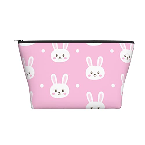 Tragbare Kosmetiktasche Pink Dot Rabbit Bunny Hare Make-up-Tasche Reise-Kulturtasche für Mädchen und Frauen von Ahdyr