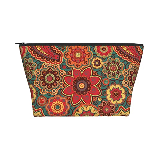 Tragbare Kosmetiktasche Retro Farbige Paisley Ornament Make-up Tasche Reise Kulturbeutel Für Mädchen Frauen von Ahdyr