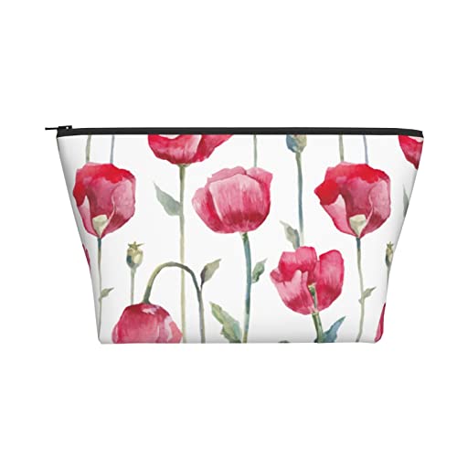 Tragbare Kosmetiktasche Rote Mohnblumen Aquarell Blumen Make-up Tasche Reise Kulturbeutel Für Mädchen Frauen von Ahdyr