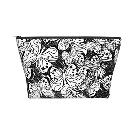 Tragbare Kosmetiktasche Schmetterling Silhouette Blumenmuster Make-up Tasche Reise Kulturtasche für Mädchen Frauen von Ahdyr