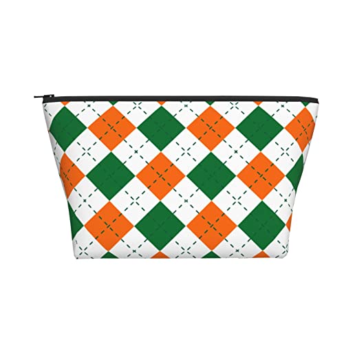 Tragbare Kosmetiktasche St Patrick Grün Orange Plaid Make-up Tasche Reise Kulturbeutel Für Mädchen Frauen von Ahdyr