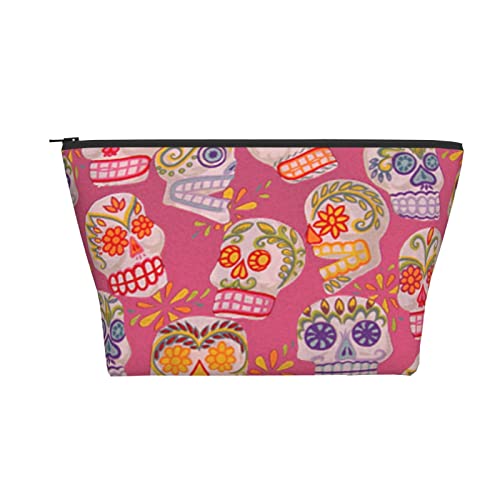 Tragbare Kosmetiktasche Sugar Skull Day of The Dead Make-up-Tasche Reise-Kulturtasche für Mädchen und Frauen von Ahdyr