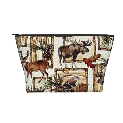 Tragbare Kosmetiktasche Vogel Elch Camo Hirsch Blumen Make-up Tasche Reise Kulturtasche für Mädchen Frauen von Ahdyr