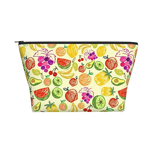 Tragbare Kosmetiktasche Wassermelone Kirsche Kiefer Obst Doodle Make-up Tasche Reise Kulturtasche für Mädchen Frauen von Ahdyr