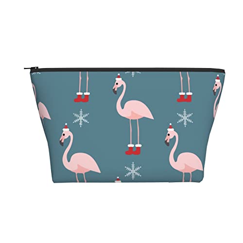 Tragbare Kosmetiktasche Weihnachten Pink Flamingo Weihnachten Make-up Tasche Reise Kulturbeutel Für Mädchen Frauen von Ahdyr