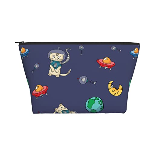 Tragbare Kosmetiktasche Weltraum Kitty Cat UFO Make-up Tasche Reise Kulturtasche für Mädchen Frauen von Ahdyr