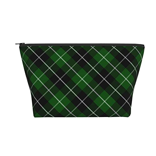 Tragbare Kosmetiktasche grün Tartan schwarz kariert Make-up Tasche Reise Kulturtasche für Mädchen Frauen von Ahdyr