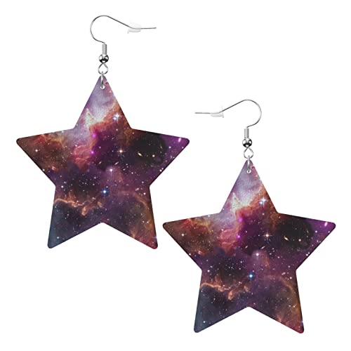Universum-Ohrringe aus Kunstleder mit Sternen, für Teenager, Mädchen und Frauen, Tropfen-Ohrringe, Geschenk von Ahdyr
