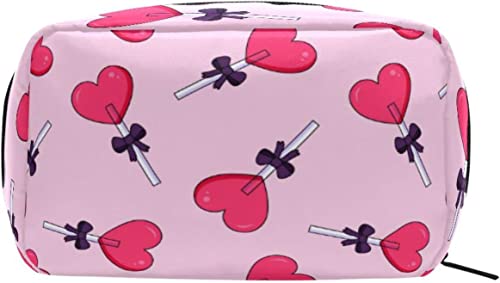 Valentinstag Herz Süßigkeiten Make-up Tasche Tragbarer Organizer Kosmetiktasche für Reisen Make-up-Koffer, Geschenke, Kulturbeutel für den täglichen Gebrauch für Mädchen und Frauen von Ahdyr