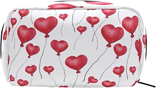 Valentinstag Liebe Herz Make-up Tasche Tragbarer Organizer Kosmetiktasche für Reisen Make-up-Koffer, Geschenke, Kulturbeutel für den täglichen Gebrauch für Mädchen und Frauen von Ahdyr