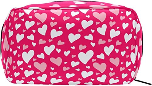 Valentinstag Romantische Liebe Make-up Tasche Tragbarer Organizer Kosmetiktasche für Reisen Make-up-Koffer, Geschenke, Kulturbeutel für den täglichen Gebrauch für Mädchen und Frauen von Ahdyr