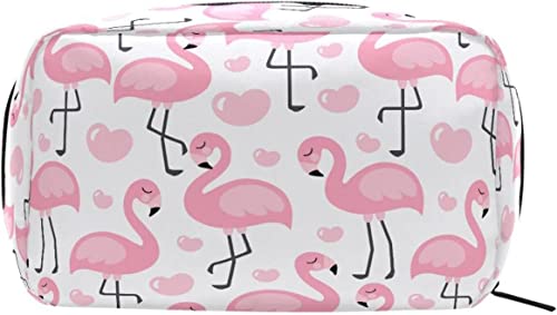 Valentinstag süße Flamingo Make-up-Tasche, tragbare Organizer-Kosmetiktasche für Reisen, Make-up-Tasche, Geschenke, Kulturbeutel für den täglichen Gebrauch für Mädchen und Frauen von Ahdyr