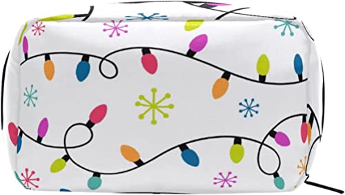 Weihnachten Schneeflocke Bunte Lichter Make-up Tasche Tragbarer Organizer Kosmetiktasche für Reisen Make-up-Koffer, Geschenke, Kulturbeutel für den täglichen Gebrauch für Mädchen und Frauen von Ahdyr