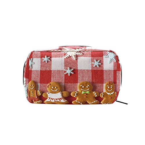 Weihnachts-Lebkuchen-Make-up-Tasche, tragbarer Organizer, Kosmetiktasche für Reisen, Make-up-Tasche, Geschenke, Kulturbeutel für den täglichen Gebrauch für Mädchen und Frauen von Ahdyr