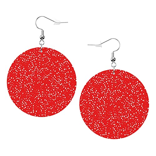 Weiße Punkte auf rotem Hintergrund. Runde Ohrringe aus Kunstleder für Teenager-Mädchen und Frauen, Tropfen-Ohrringe, Geschenk von Ahdyr