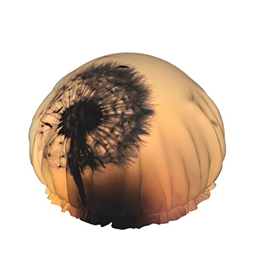 Wiederverwendbarer Haarhut mit Stretch-Saum für Frauen Drifting Dandelion ine DoubleWaterproof Shower Cap Bath Cap von Ahdyr