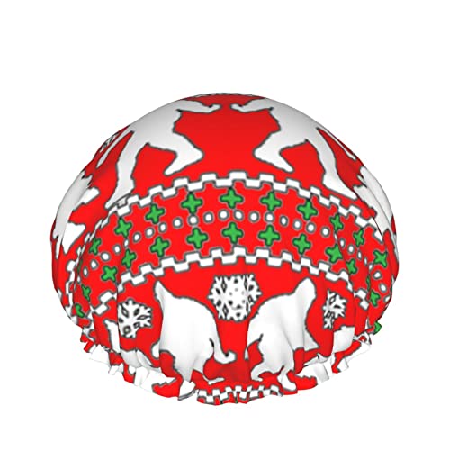 Wiederverwendbarer Haarhut mit Stretchsaum für Damen, lustiger Bigf-oot, hässlich, Weihnachten, doppelt wasserdicht, Duschhaube, Badekappe von Ahdyr