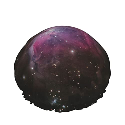 Wiederverwendbarer Haarhut mit Stretchsaum für Damen Galaxy Planets Stars DoubleWaterproof Shower Cap Bath Cap von Ahdyr