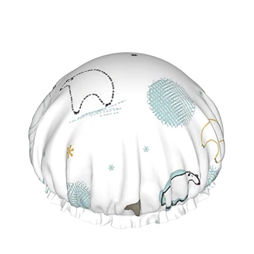 Wiederverwendbarer Haarhut mit Stretchsaum für Damen Kawaii Eisbär Save DoubleWaterproof Shower Cap Bath Cap von Ahdyr