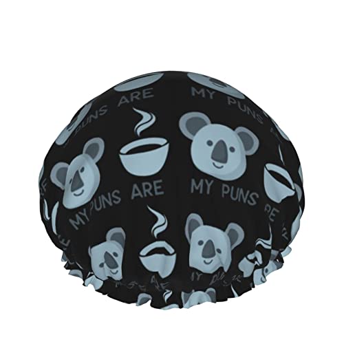 Wiederverwendbarer Haarhut mit Stretchsaum für Damen My Puns Are Koala Tea DoubleWaterproof Shower Cap Bath Cap von Ahdyr