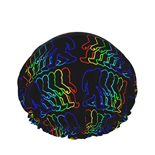 Wiederverwendbarer Haarhut mit Stretchsaum für Damen Psychedelic Sasq-uatch DoubleWaterproof Shower Cap Bath Cap von Ahdyr