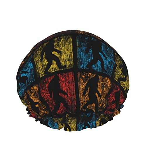 Wiederverwendbarer Haarhut mit Stretchsaum für Damen Retro Bigf-oot Believe Vintage DoubleWaterproof Shower Cap Bath Cap von Ahdyr