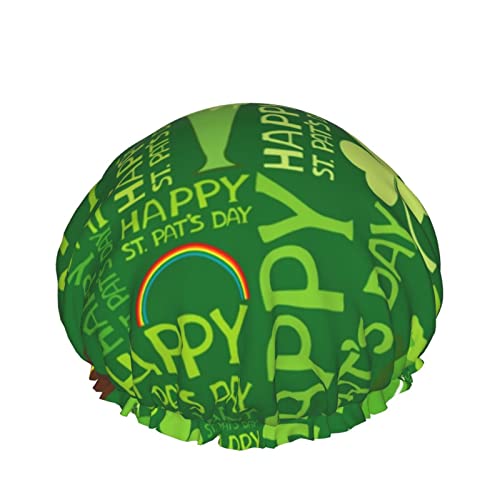 Wiederverwendbarer Haarhut mit Stretchsaum für Damen St. Patrick's Day Green DoubleWaterproof Shower Cap Bath Cap von Ahdyr