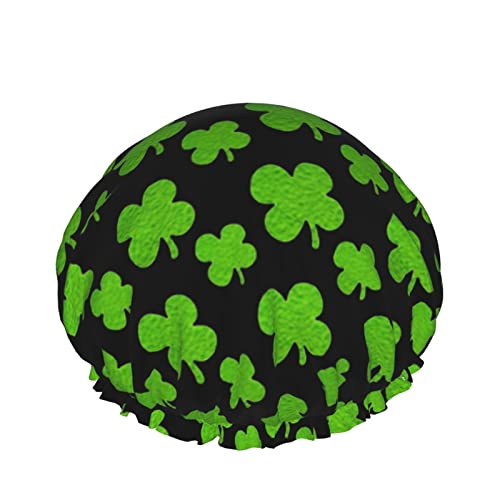 Wiederverwendbarer Haarhut mit Stretchsaum für Damen St. Patricks Shamrock Clover DoubleWaterproof Shower Cap Bath Cap von Ahdyr