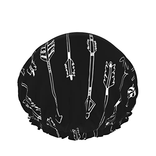 Wiederverwendbarer Haarhut mit Stretchsaum für Damen Tribal Arrows Hipster Aztec DoubleWaterproof Shower Cap Bath Cap von Ahdyr