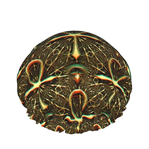 Wiederverwendbarer Haarhut mit Stretchsaum für Frauen Ankh ägyptisches Symbol DoubleWaterproof Shower Cap Bath Cap von Ahdyr
