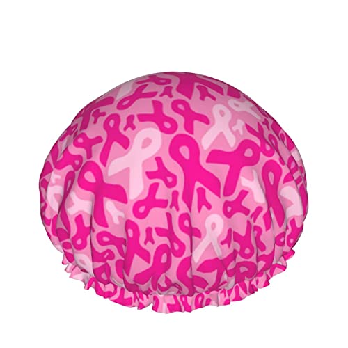 Wiederverwendbarer Haarhut mit Stretchsaum für Frauen Brustkrebs-Bänder DoubleWaterproof Duschhaube Badekappe von Ahdyr