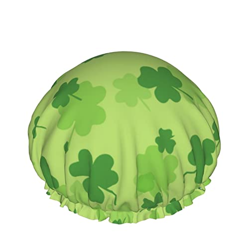 Wiederverwendbarer Haarhut mit Stretchsaum für Frauen St. Patricks Day Shamrock DoubleWaterproof Shower Cap Bath Cap von Ahdyr