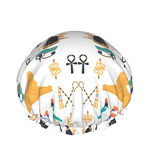 Wiederverwendbarer Haarhut mit elastischem Saum für Frauen Great Sphinx Gizeh Ägyptisches Ankh DoubleWaterproof Duschhaube Badekappe von Ahdyr